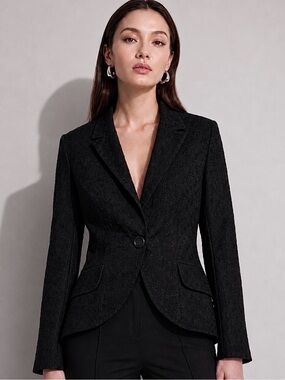 SMYTHE Black Floral Embroidered One-Button Blazer Jacket Size XS/S